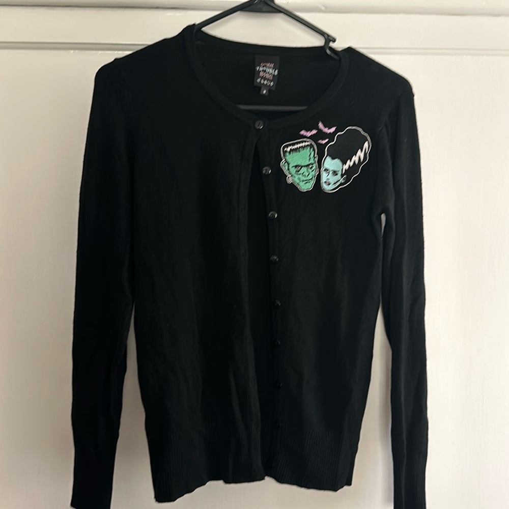Halloween cardigan, Double Trouble Apparel. Frankenstein 🖤💚